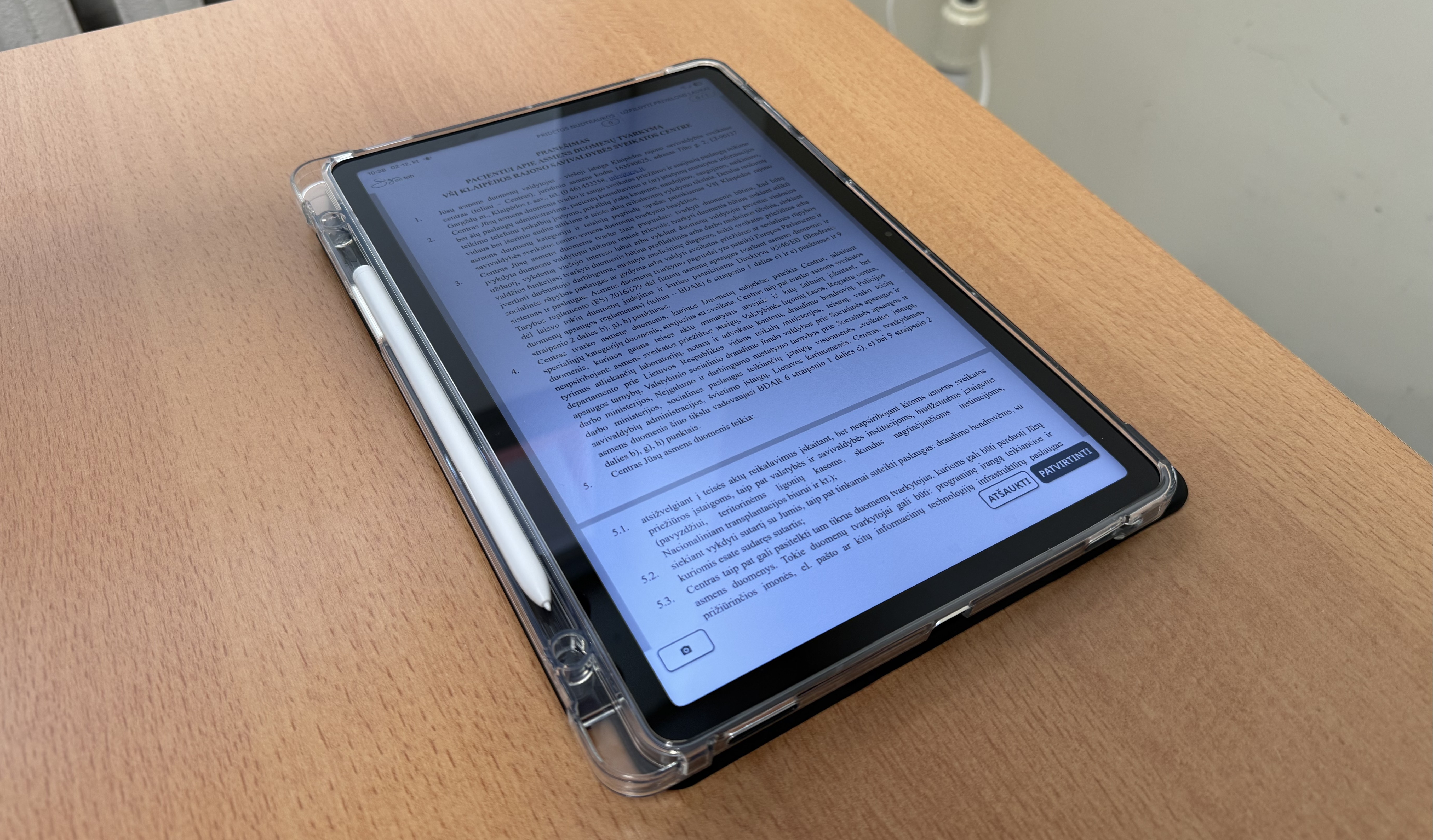 Skaitmenizacija sveikatos priežiūroje: pacientų sutikimo forma nuo šiol pildoma planšetėse